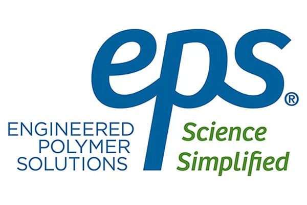 Blue "eps" logo with "ENGINEERED POLYMER SOLUTIONS" and green "Science Simplified" tagline.