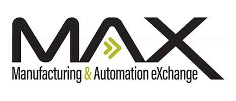 MAX Manufacturing & Automation eXchange logo with bold black text and green arrows.