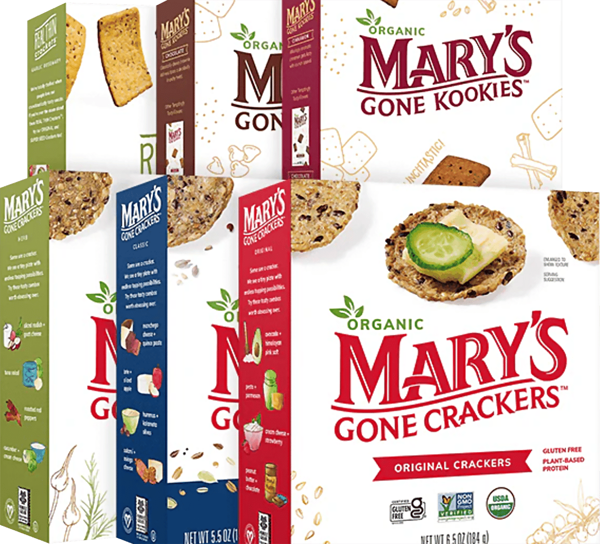 Boxes of Mary’s Gone variety pack flavors