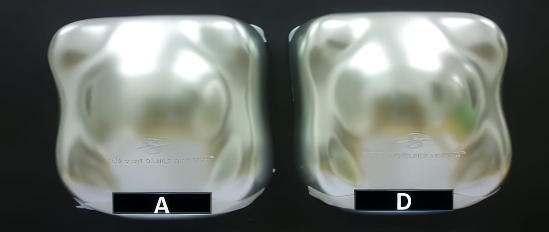 Pigment A and Pigment D formulated at the same pigment-to-binder ratio (1:1).