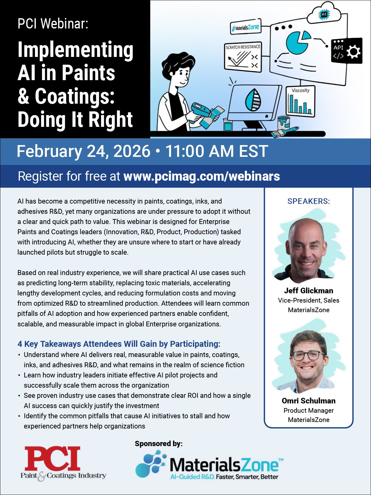 Ad: Webinar: Implementing AI in Paints & Coatings, Feb 24, 2026, featuring MaterialsZone.