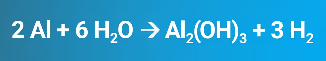 Reaction of aluminum metal with water.