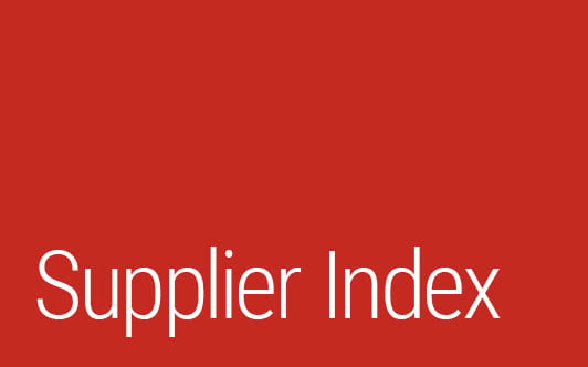 White text saying "Supplier Index" on a solid red background, placed at the bottom.