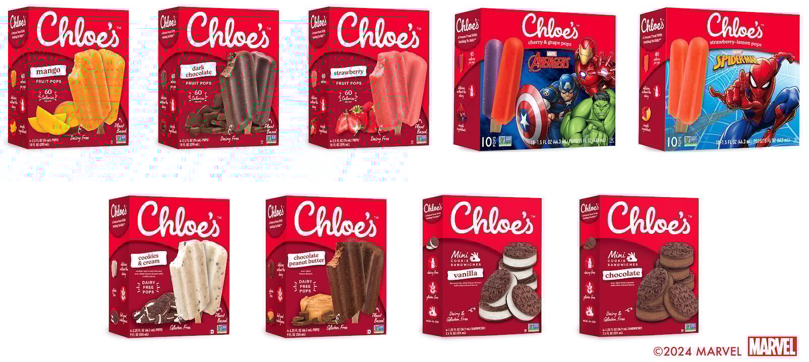 Packaging for all of Chloe&#x2019;s flavors lined up