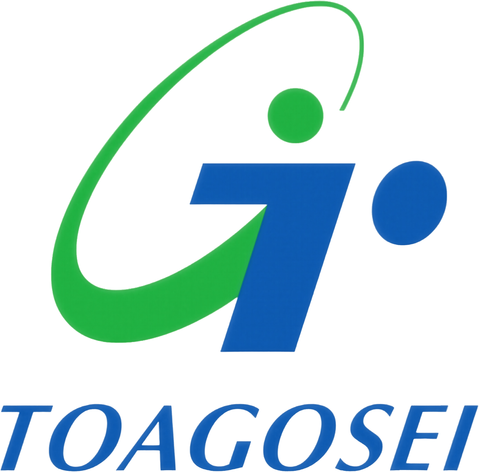 The Toagosei logo features a stylized green and blue graphic element above the blue text 'TOAGOSEI'.