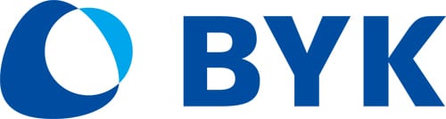 Blue BYK logo with abstract design.