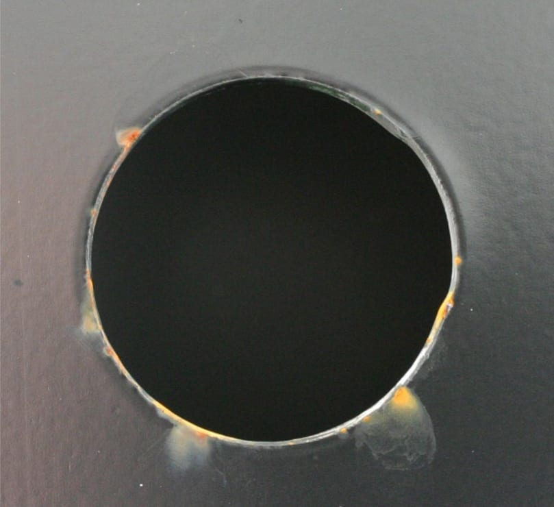 Edge corrosion comparison after salt spray: conventional