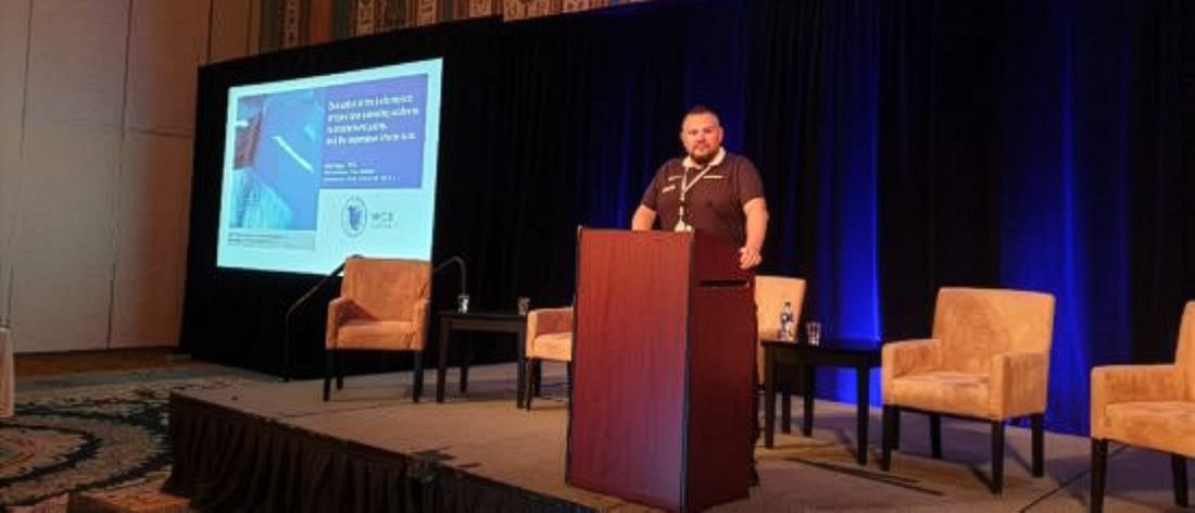 Artur Palasz, technical director of Spektrochem, during a presentation at WCS 2023 in Las Vegas.