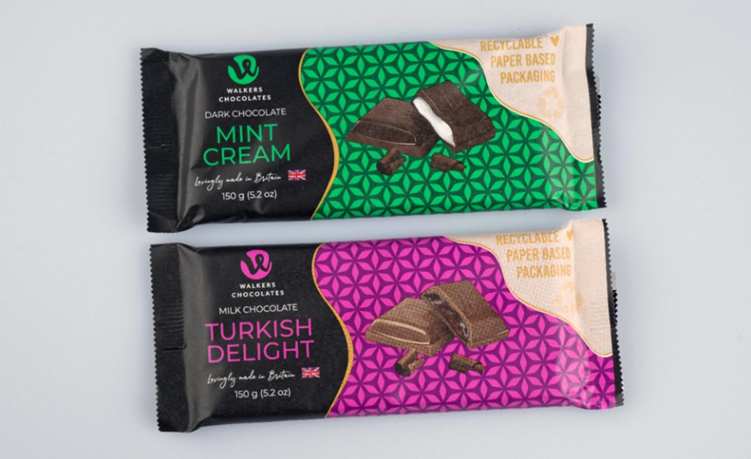 Walkers Chocolates wrappers against white background