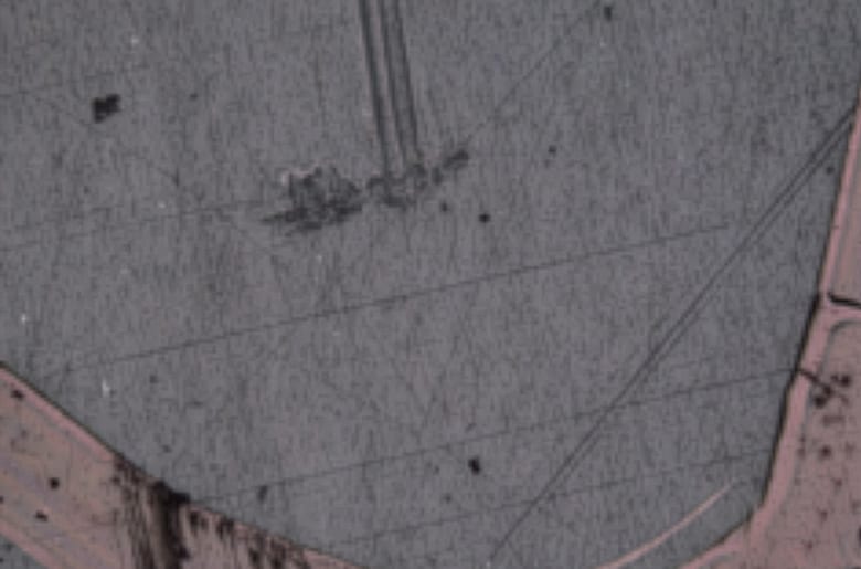 Microscopic results of pencil hardness (H) at different positions