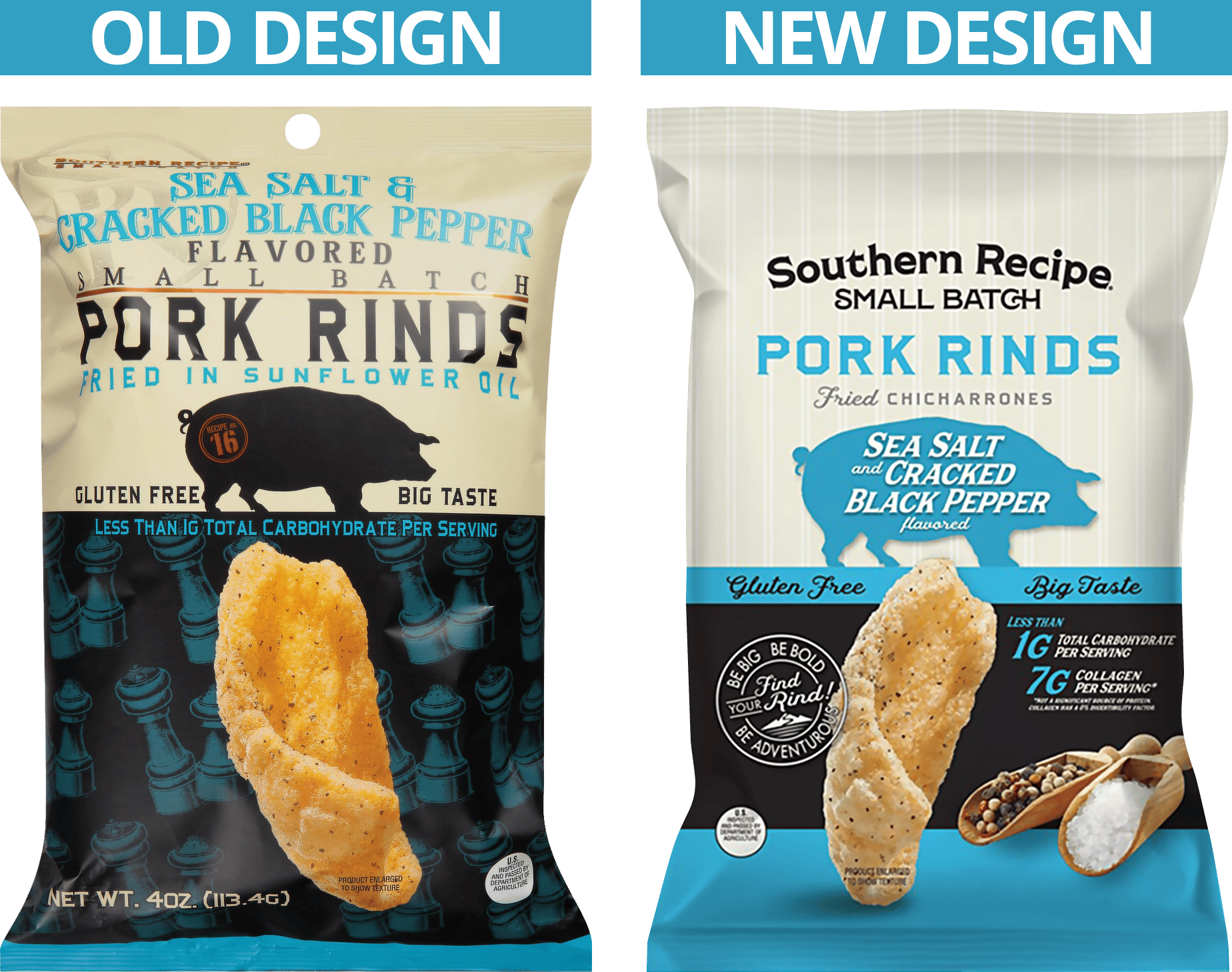 Southern Recipe Small Batch old design and new design side by side