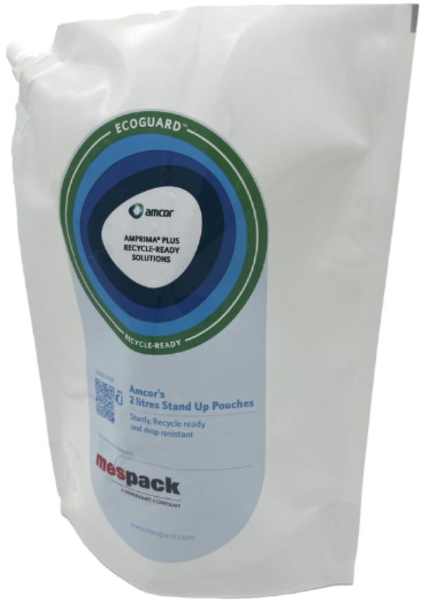 White spouted pouch developed by Amcor and Mespack