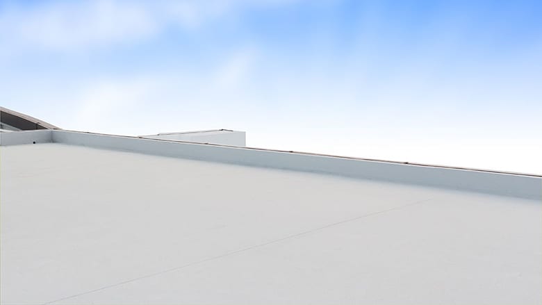 deck or terrace on rooftop of business building and blue sky with copy space background 