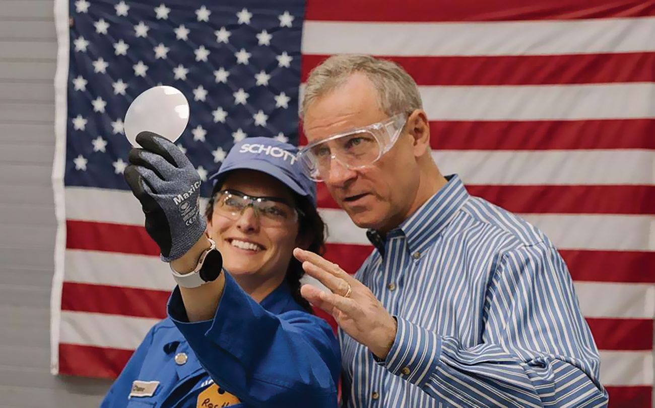 U.S. Rep. Matt Cartwright (D-Pa.) is shown a launch tube window.