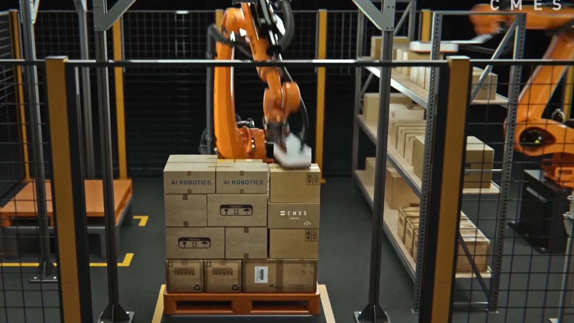 Palletizing arm arranging products