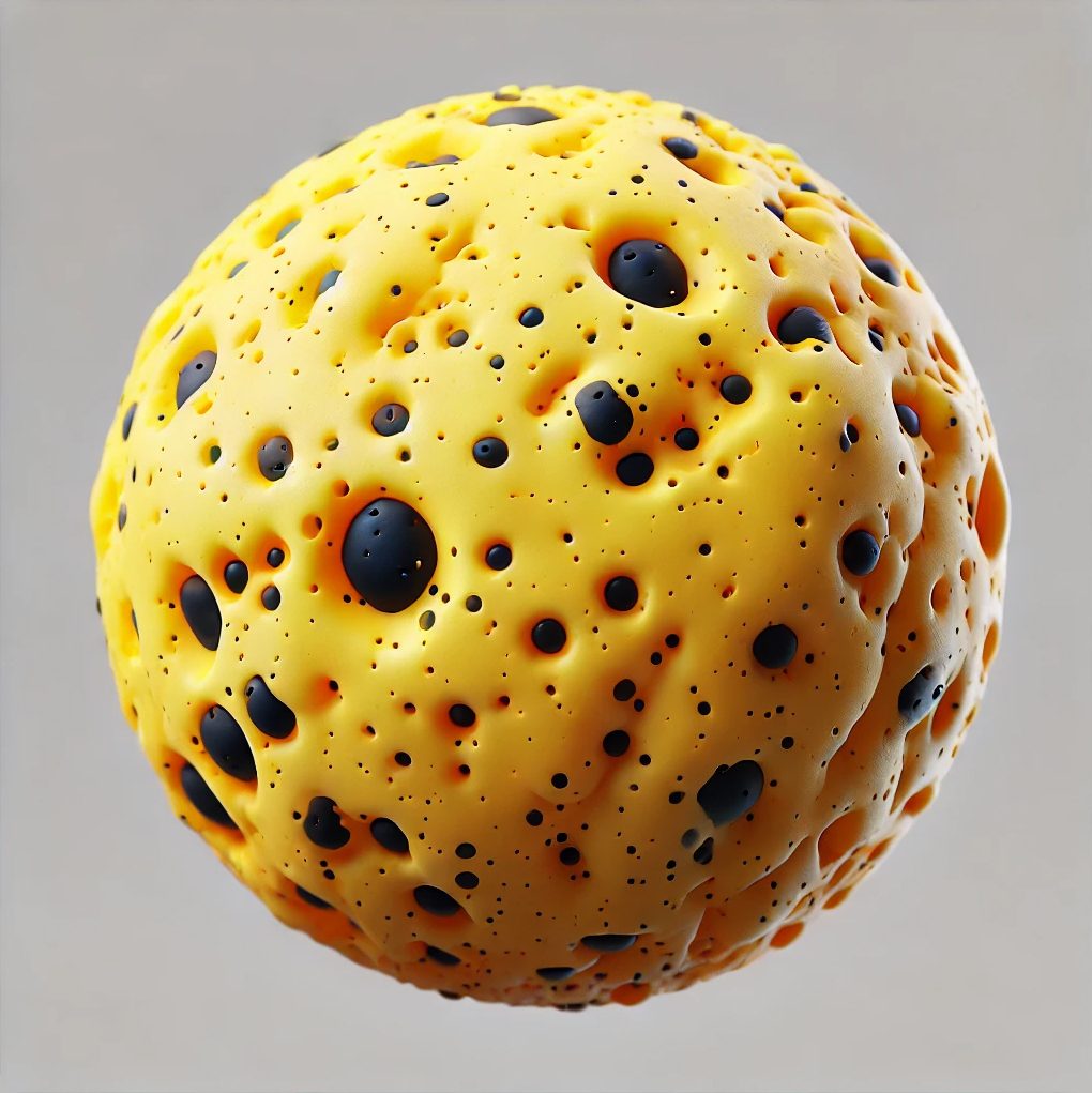 Wax/inorganic composite particle.