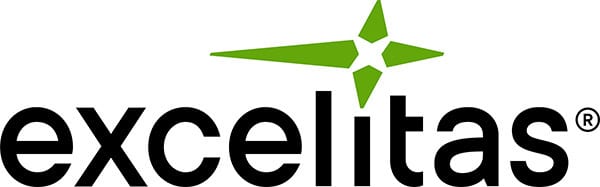Excelitas Technologies logo: green starburst above black 'excelitas' text with registered trademark.