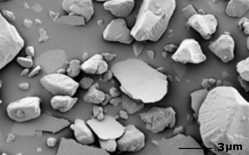 Scanning electron microscope (SEM) images of effect pigment incorporation in powder coatings.