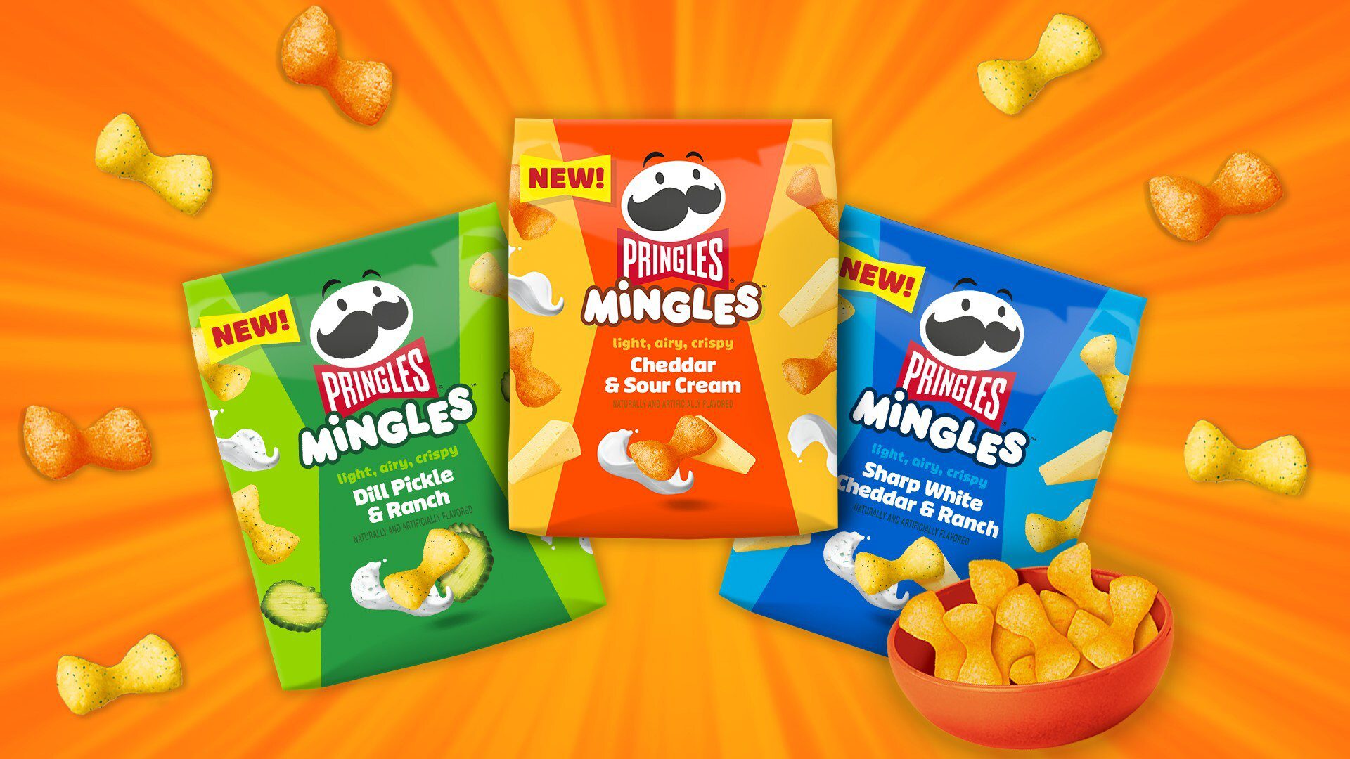 Pringles Mingles packaging in three different varieties