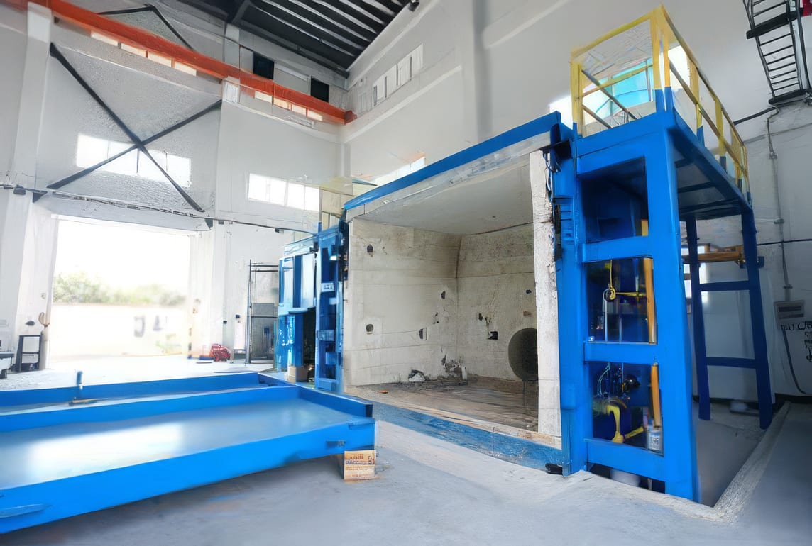 Fire testing furnace at PPG Global PFP Technology Center in Kunshan, China