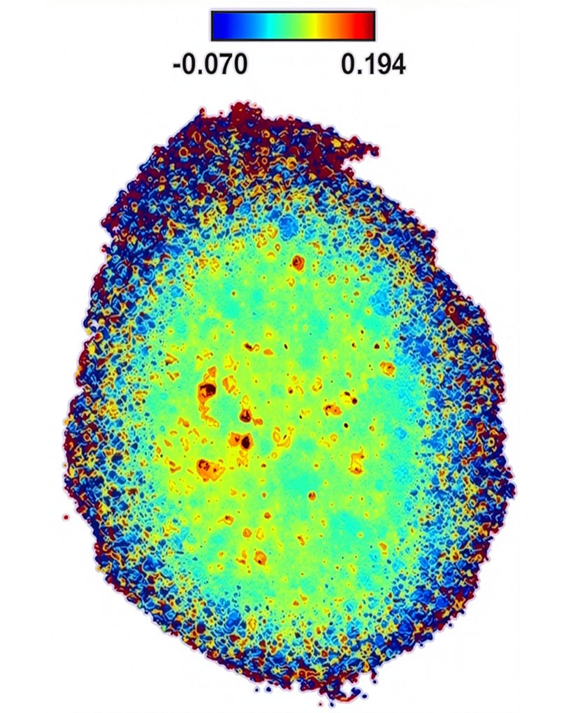 Hyperspectral image of a silicone oil “X” on HDP