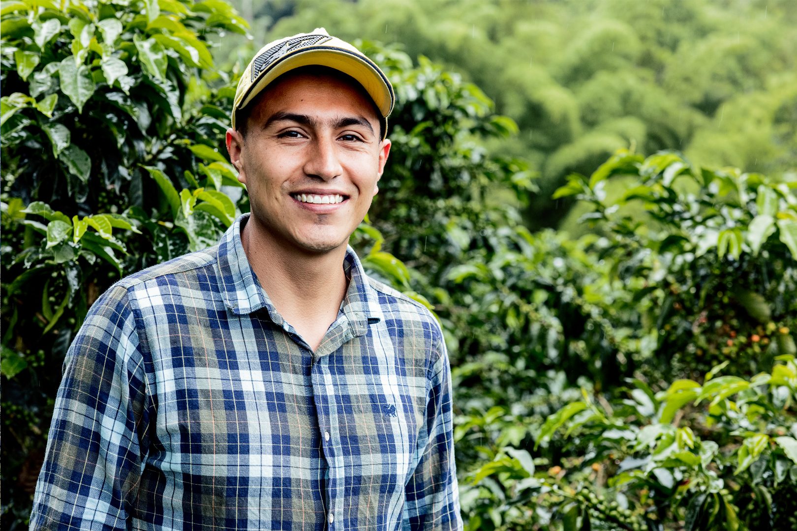 People in nature, Flash photography, Smile, Shirt, Plant, Sleeve, Yellow, Happy, Collar, Hat