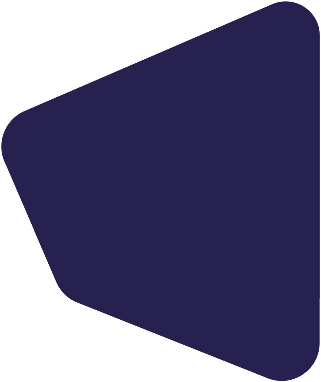 Abstract dark purple shape with rounded edges on a dark green background.