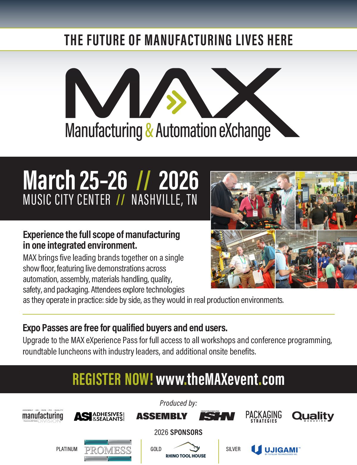 Poster: MAX Manufacturing & Automation eXchange, March 25-26, 2026, Nashville.