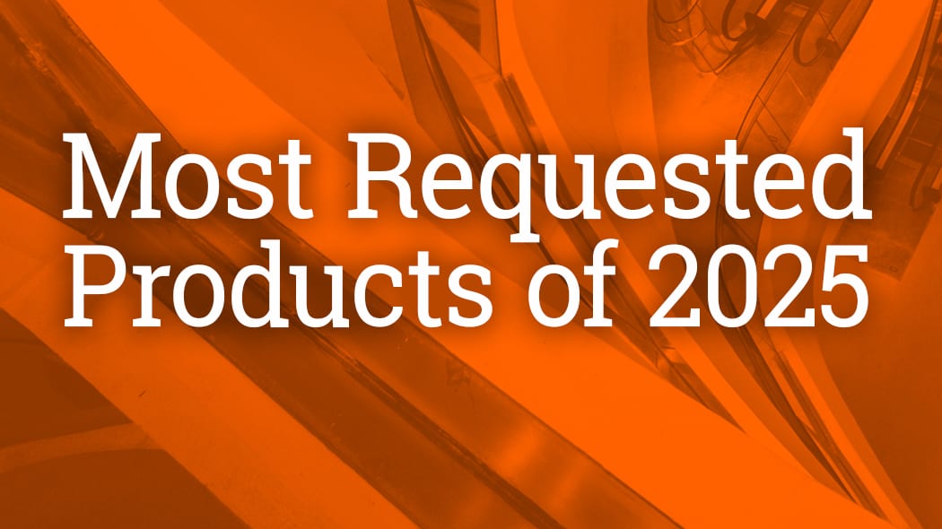 Text: "Most Requested Products of 2025" on an orange background.