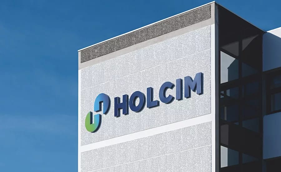 Holcim logo on a building facade.