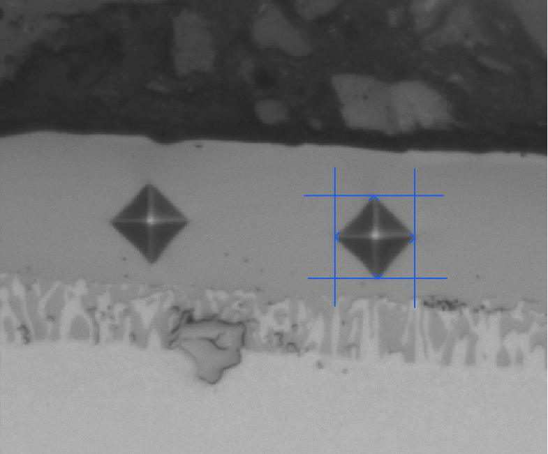 Figure 4 - Even very small indents can be measured with a well prepared sample 