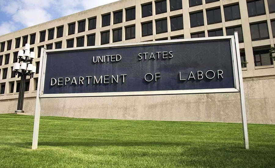 Sign for the United States Department of Labor building.