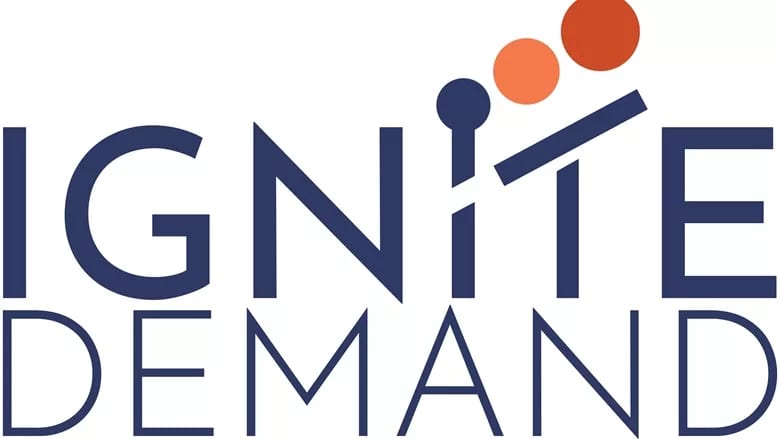 "IGNITE DEMAND" logo, with blue and orange circles stylizing the 'i' and 't' in "IGNITE".