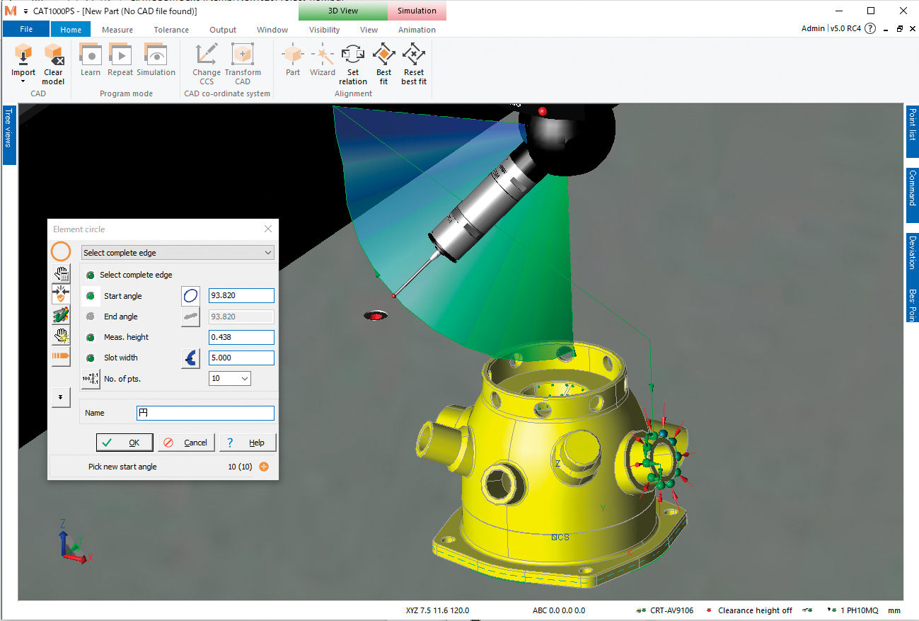CMM software can import 3D CAD information for advanced interference checks, automatic changes of probe orientations, and more to create highly efficient measurement programs in much shorter times. 
