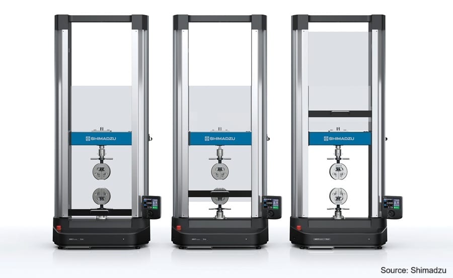 Three Shimadzu universal testing machines.