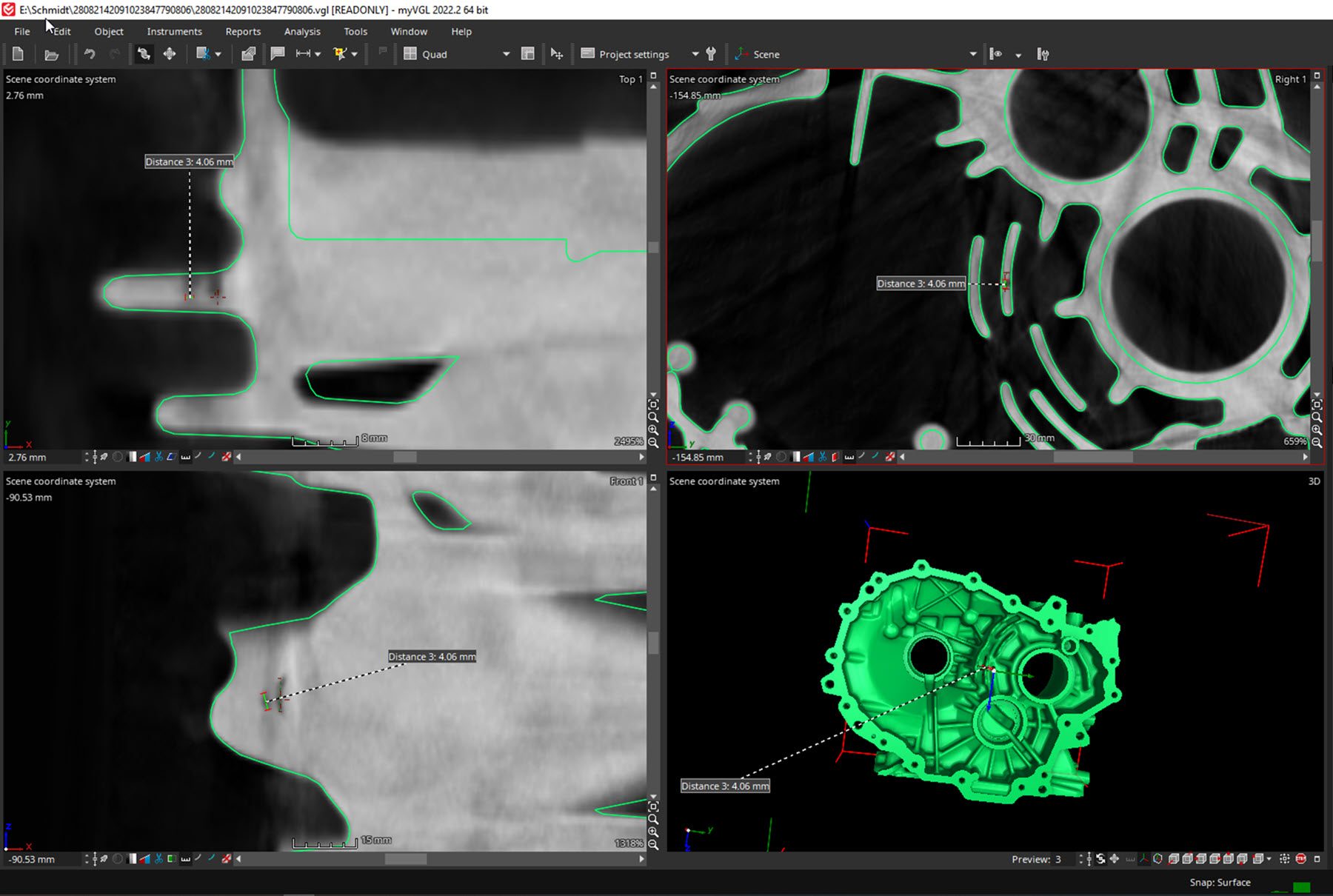 An example of CT-scan data analysis of an automotive part.