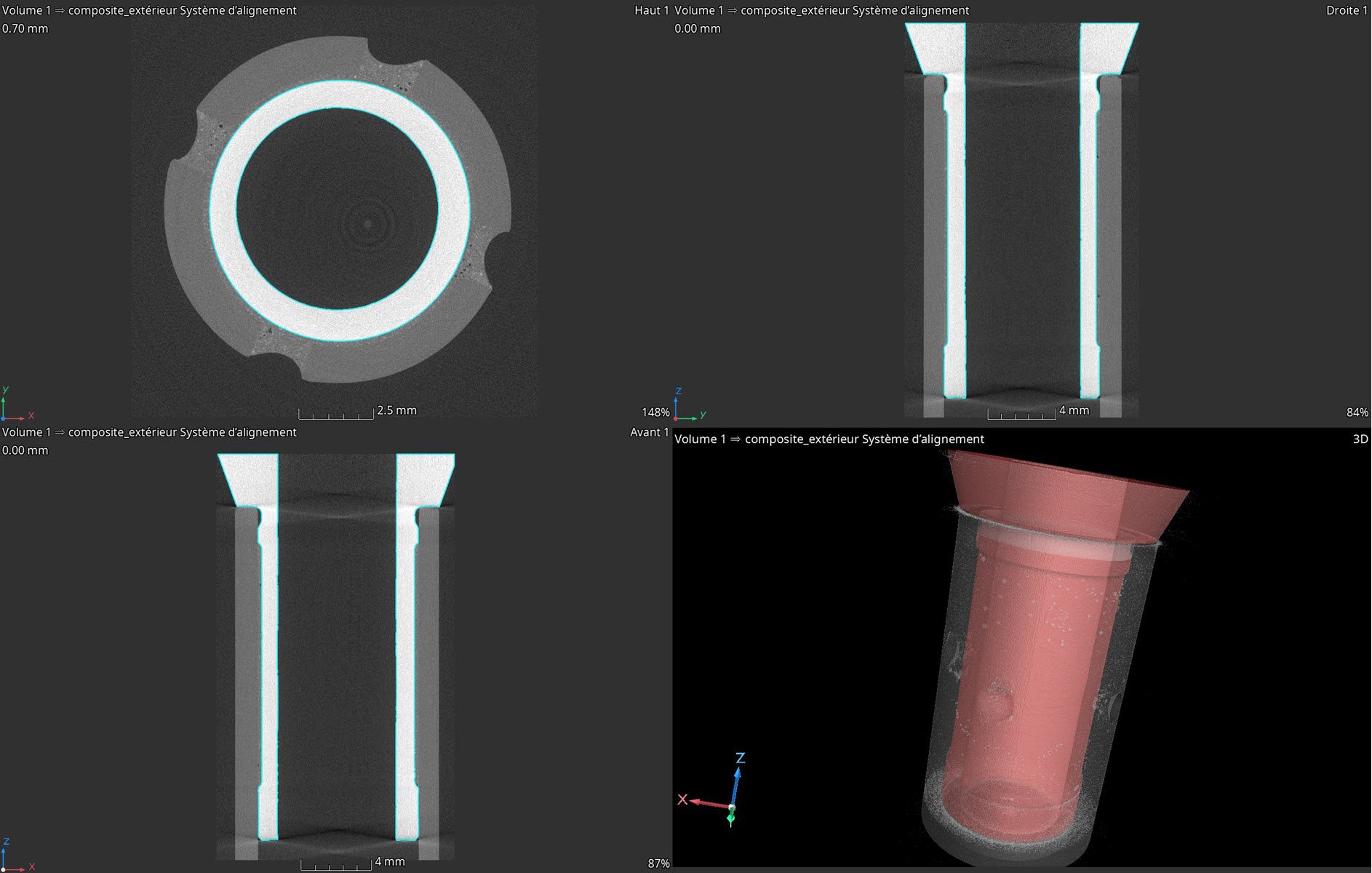CT scans of connector rods 