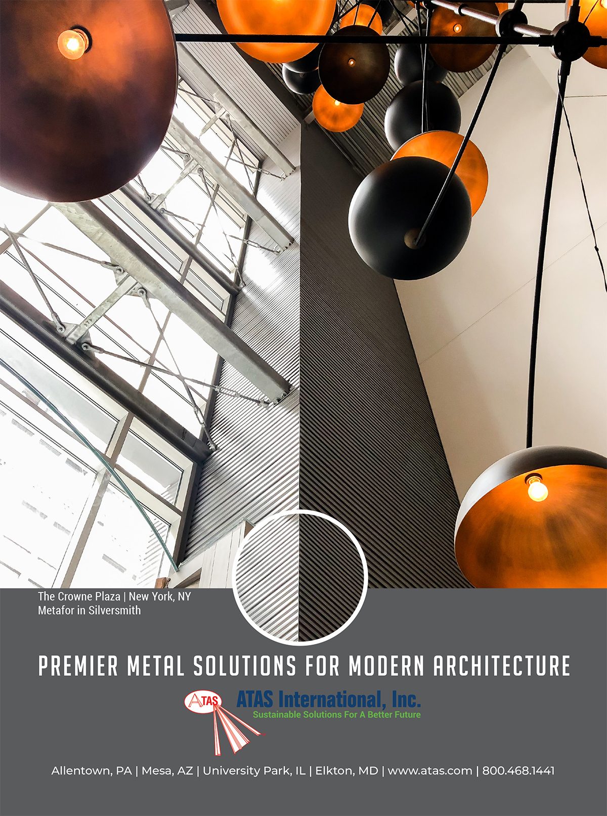 Modern architectural interior with metal structures, large windows, and contemporary light fixtures.