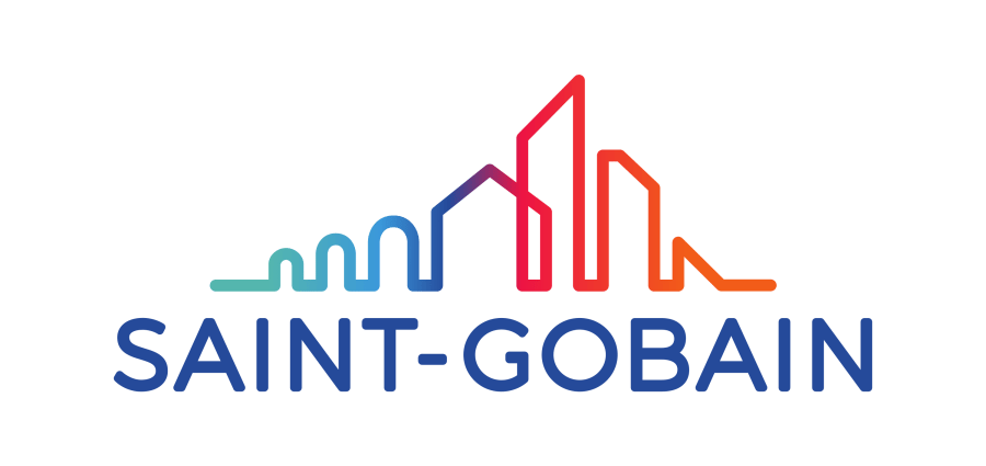 Saint-Gobain logo: gradient line cityscape above blue "SAINT-GOBAIN" text.