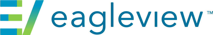 Blue and green EagleView logo with a stylized 'E' graphic on the left.