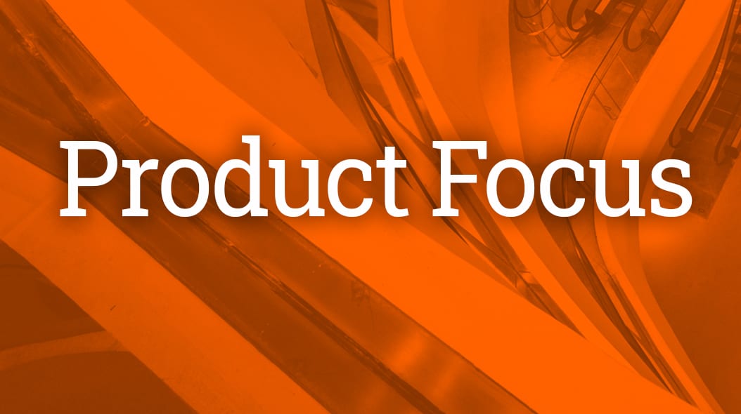 Text "Product Focus" on an orange abstract background.