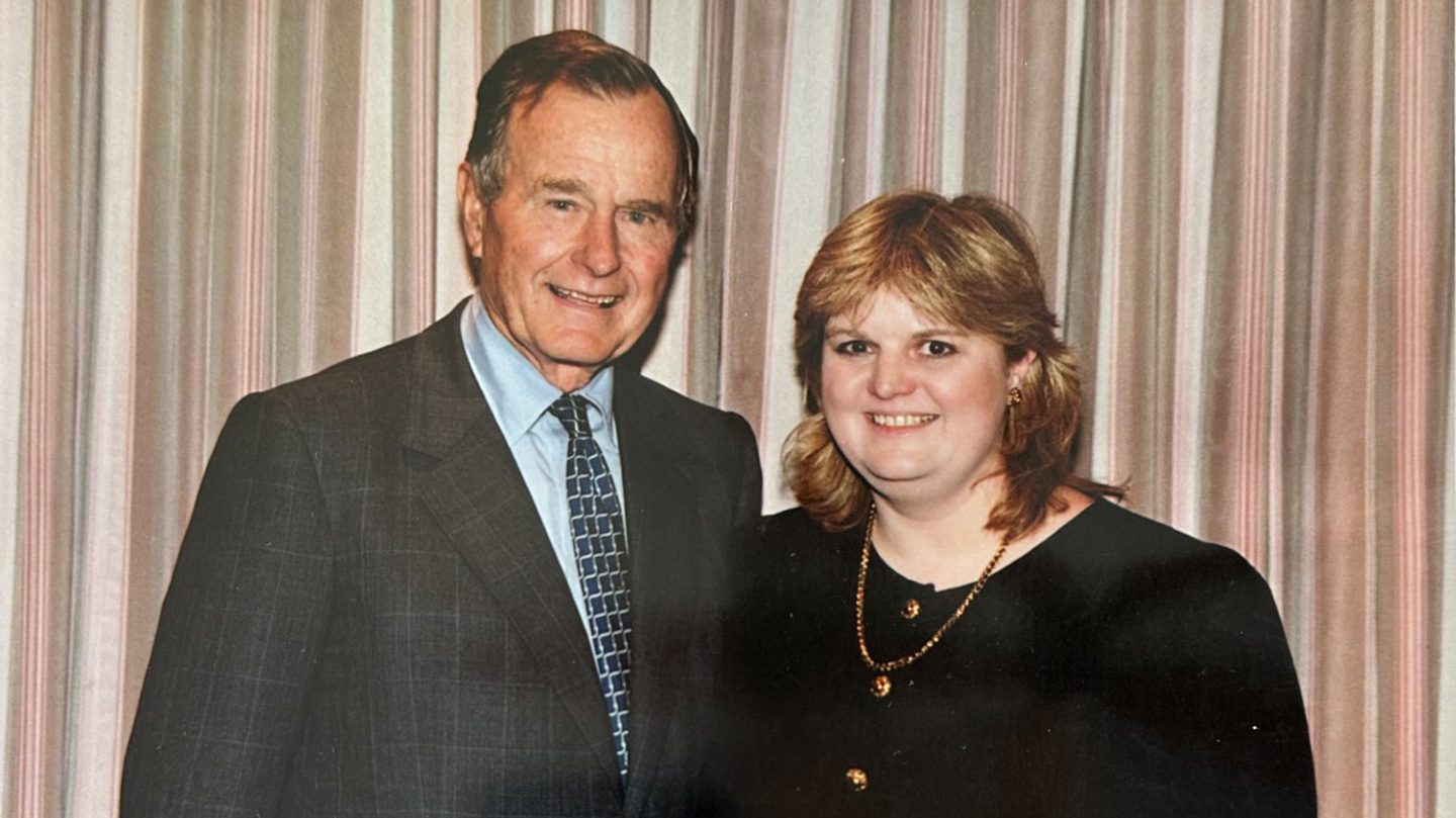 Shirley Wodynski with President George Bush