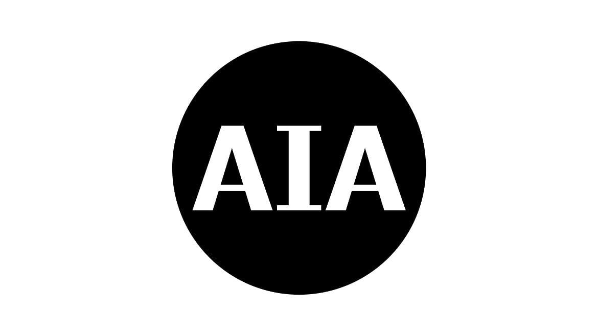 White letters "AIA" inside a solid black circle on a white background.