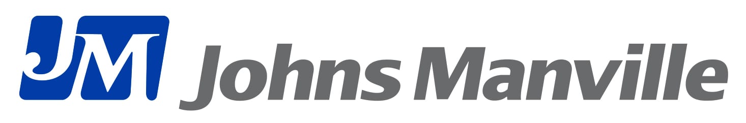 Johns Manville logo with a blue 'JM' symbol and gray 'Johns Manville' text.