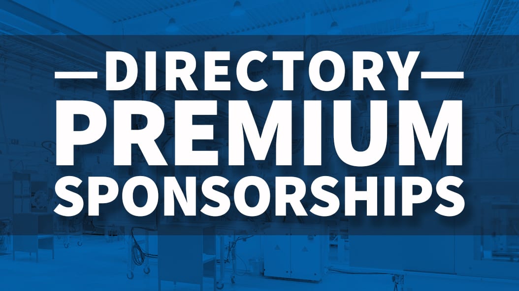 Text overlay displaying 'DIRECTORY PREMIUM SPONSORSHIPS' on a blurred industrial background.