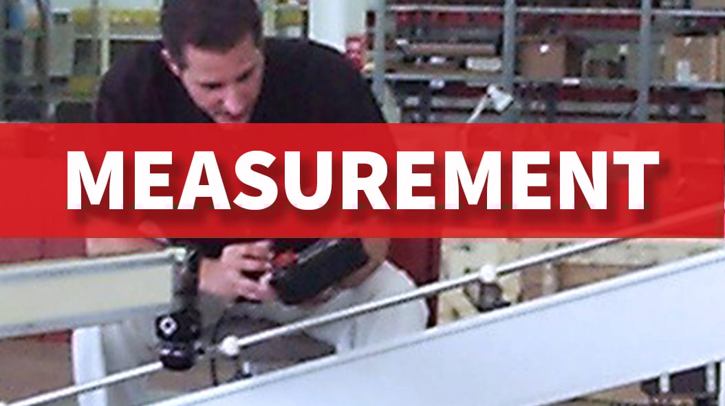 Red banner with "MEASUREMENT" text over a man taking measurements.