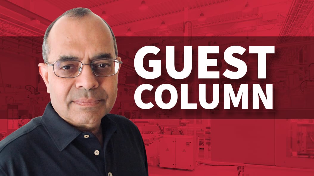 A man in glasses next to the words 'GUEST COLUMN' on a red industrial background.