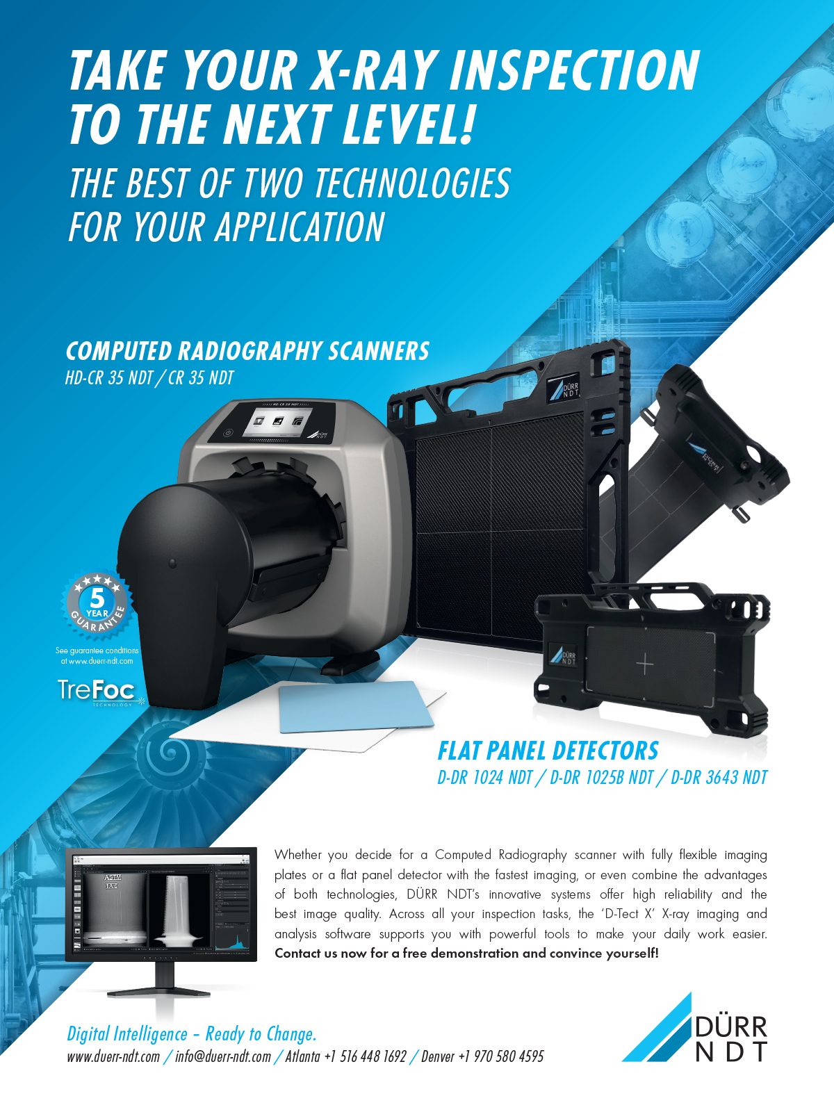 DÜRR NDT X-ray inspection ad: CR scanners & flat panel detectors.