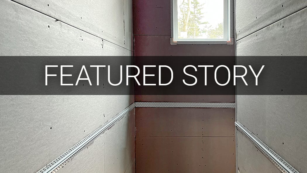 Unfinished room walls with window. Overlay text: FEATURED STORY.