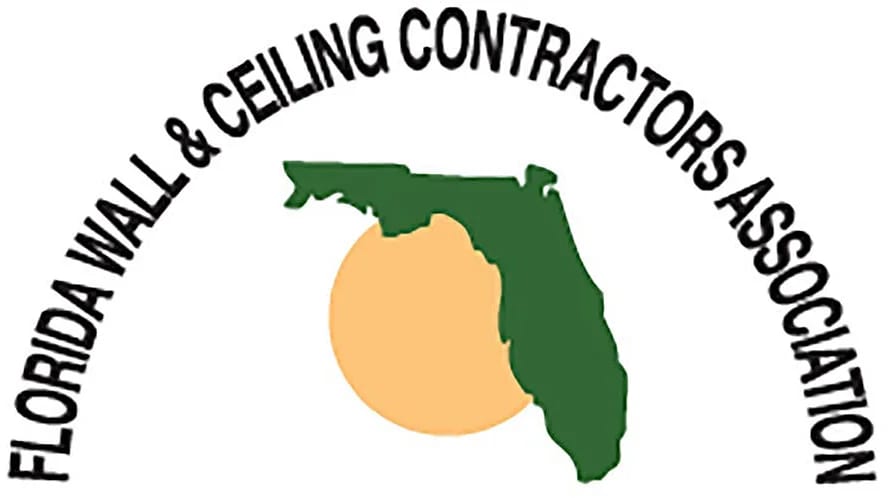 Logo for Florida Wall & Ceiling Contractors Association with the state outline of Florida and a sun.